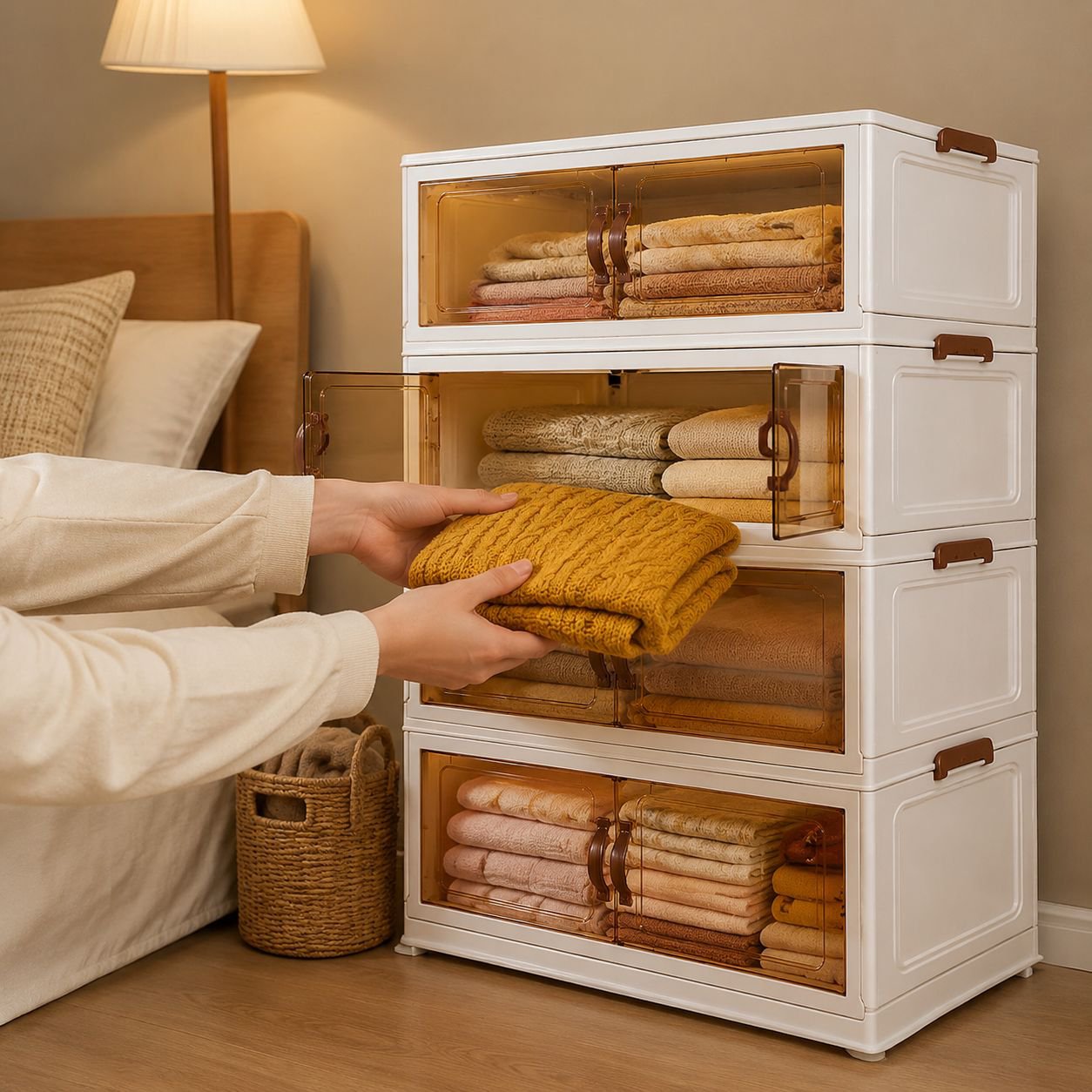 Home Multi-layer Folding Storage Cabinet, No Installation Simple Storage Box