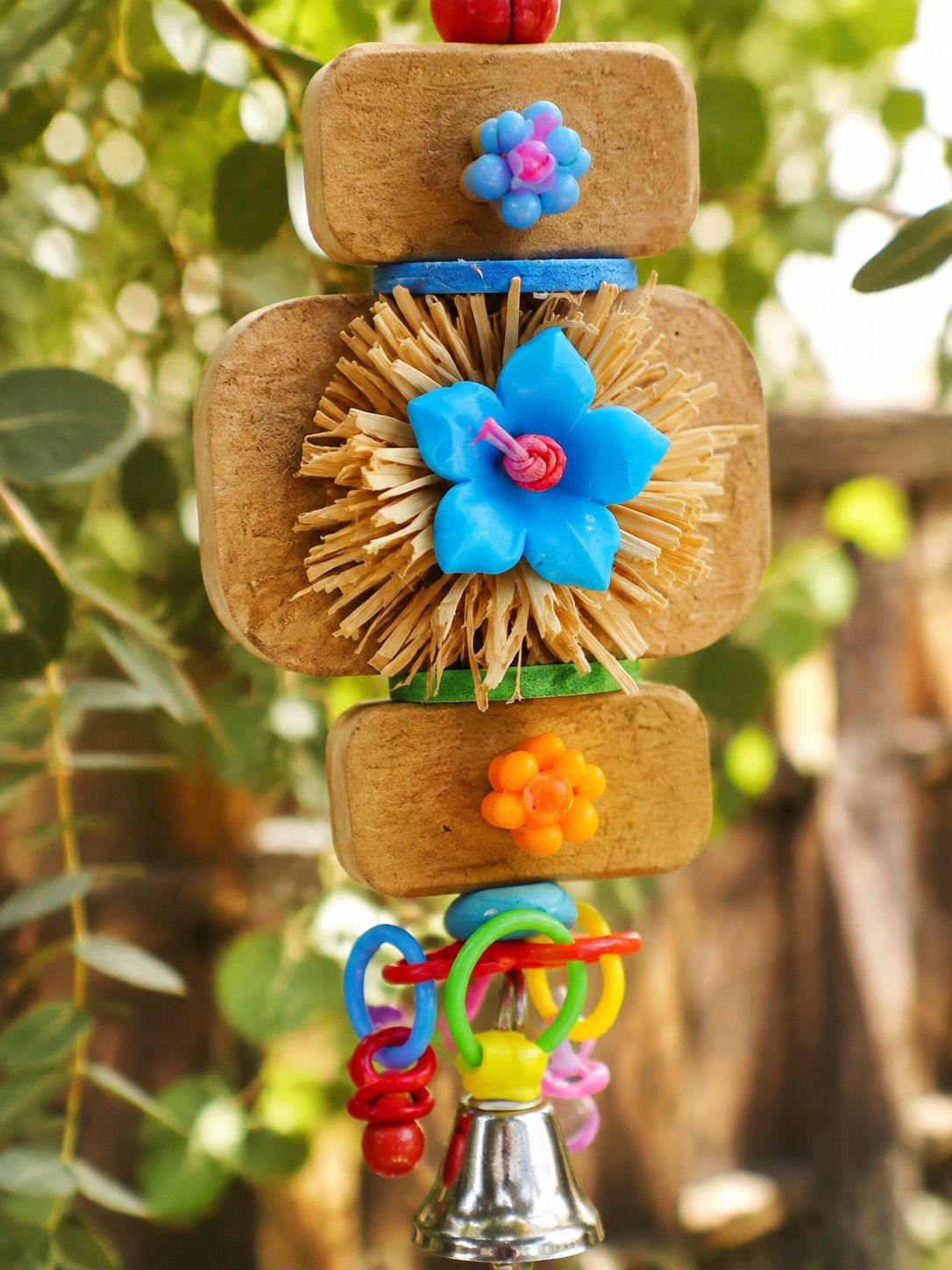 Parrot Colorful Chewing Toy Stand, Cockatiel Tiger Skin Peony Educational Toy, Claw Sharpening and B