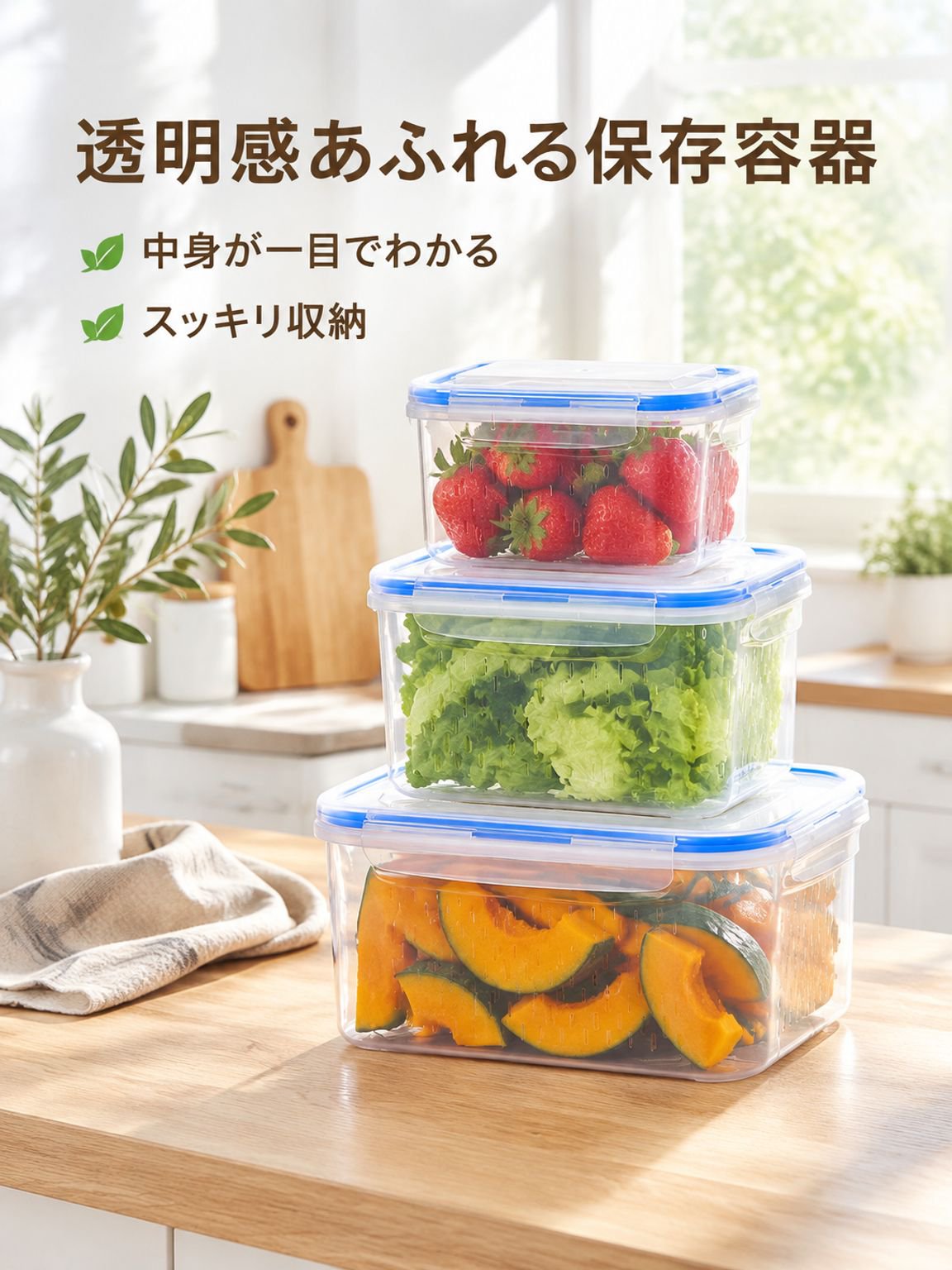 透明プラスチック製密閉保存容器