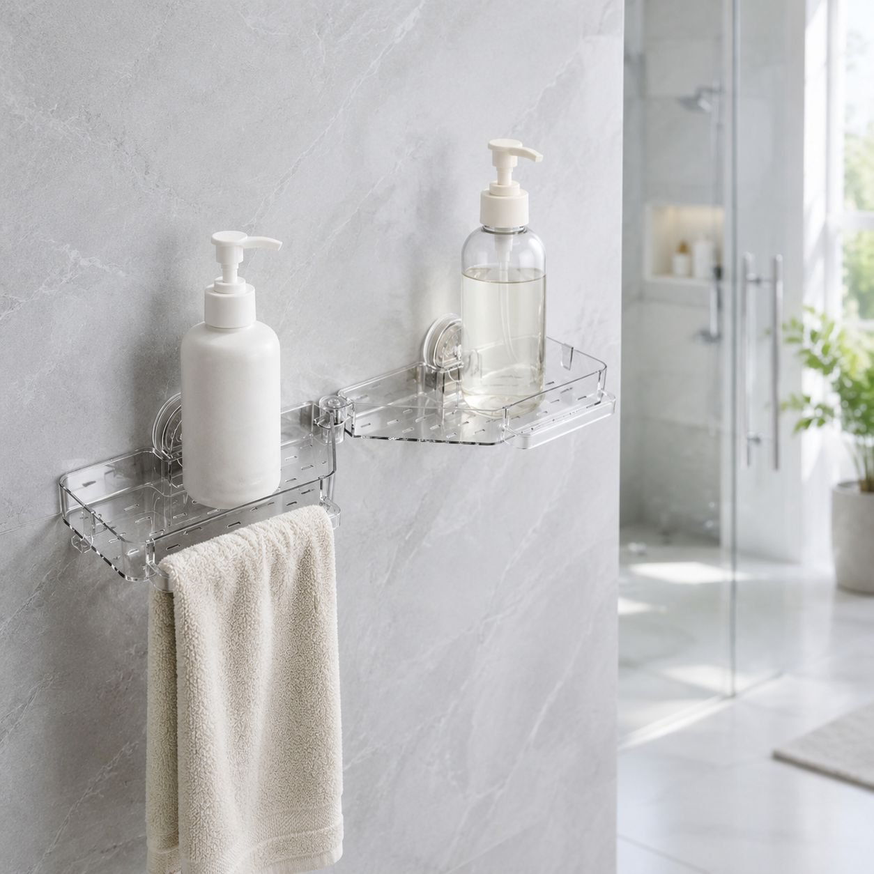 No-drill Suction Cup Bathroom Organizer