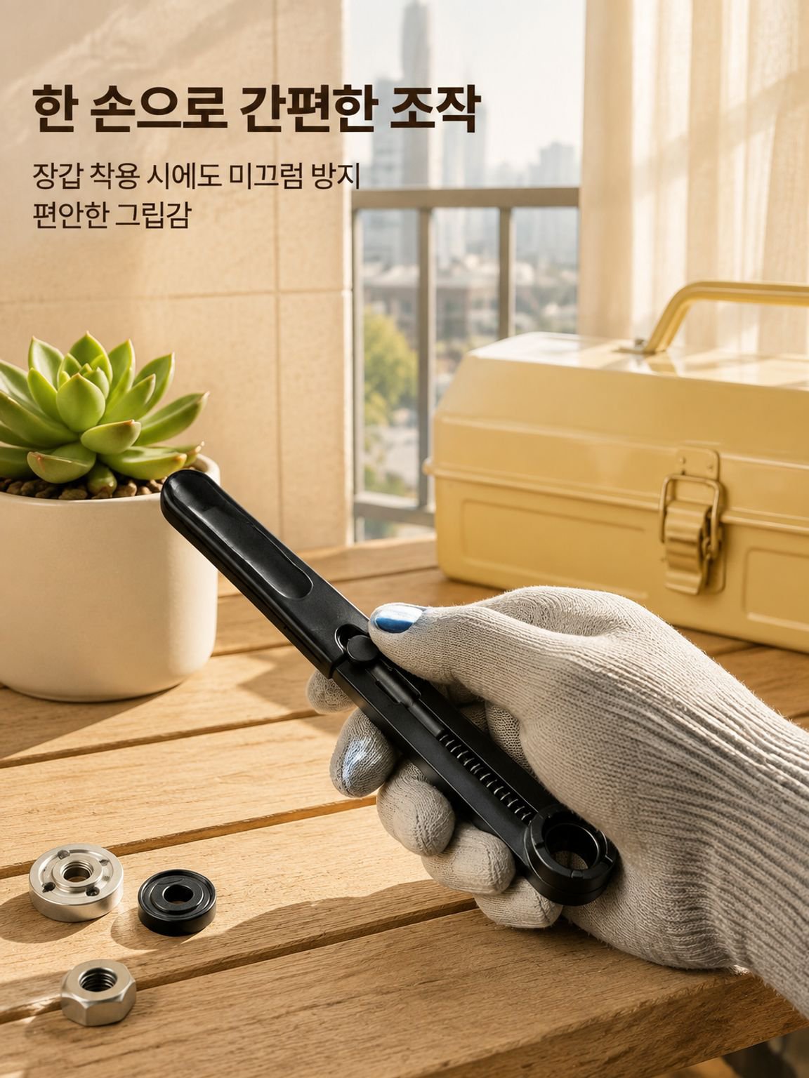 앵글 그라인더 전용 3-in-1 다기능 탈착 렌치 미끄럼 방지 육각 소켓