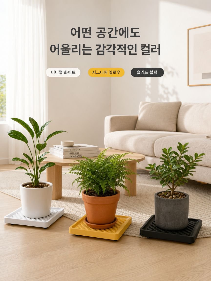 여러 장소에 활용 가능한 이동식 화분 받침대