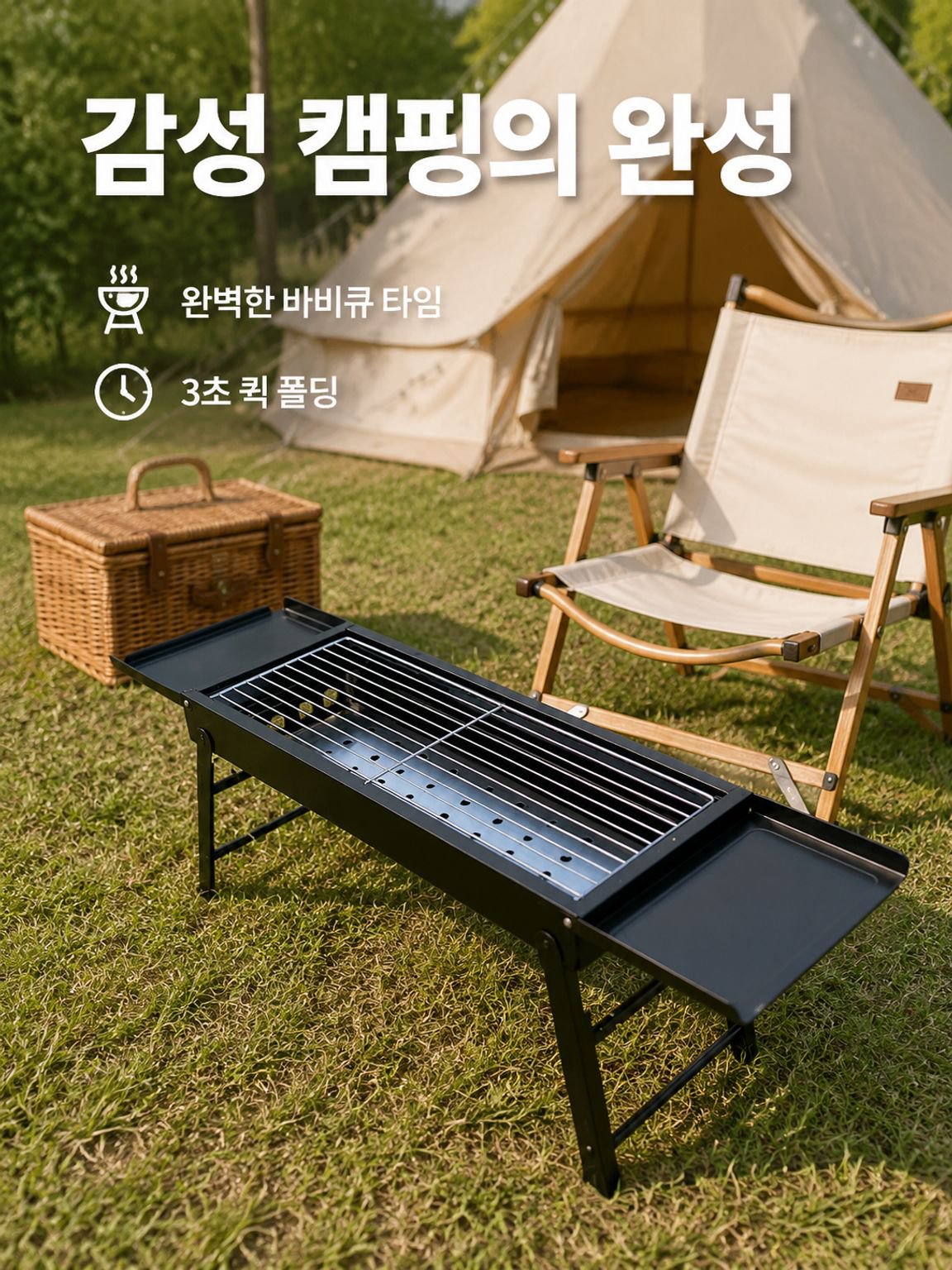 도톰한 접이식 바베큐 그릴