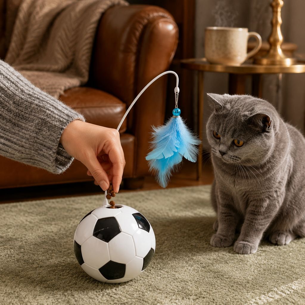 Cat teaser wand, cat toy, fun toy, treat dispenser, new soccer ball roly-poly toy