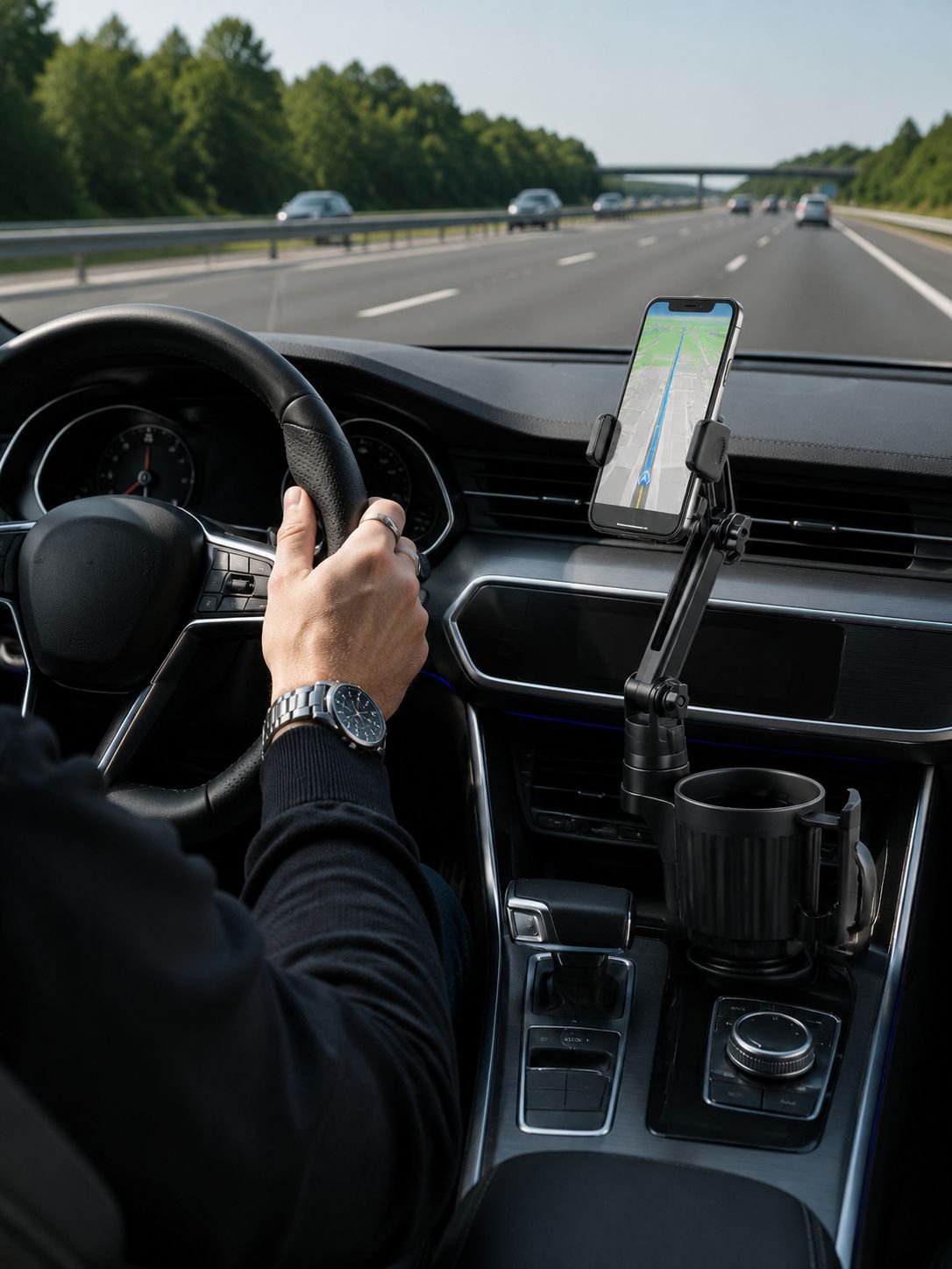 Universeller Auto-Getränkehalter in der Mittelkonsole