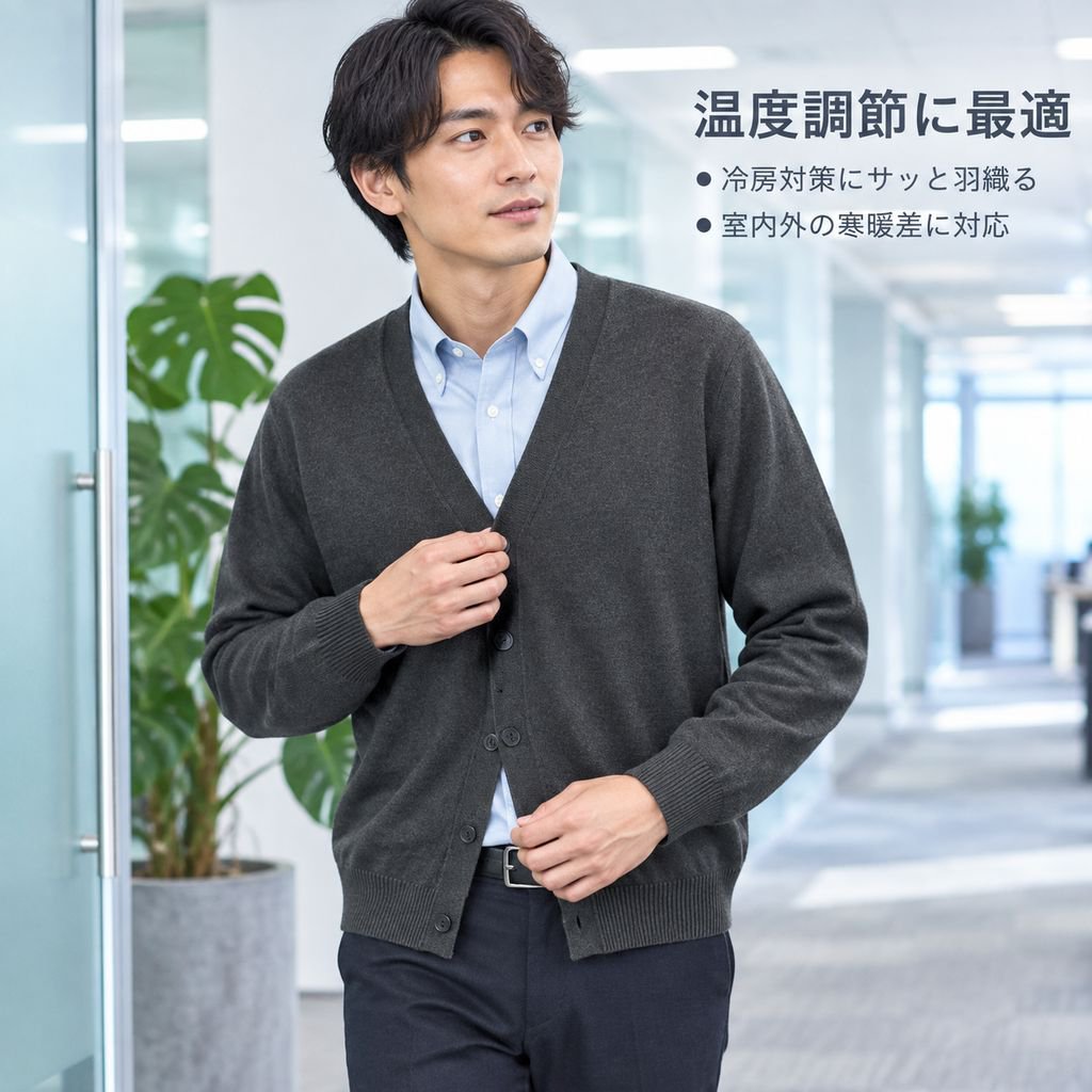 お手入れ簡単な薄手ニットカーディガン