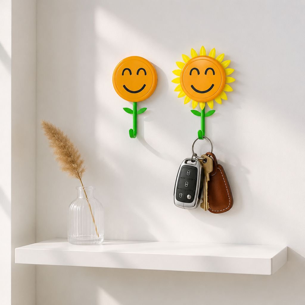 Sunflower No-Drill Self-Adhesive Retractable Hook for Office and Bedside