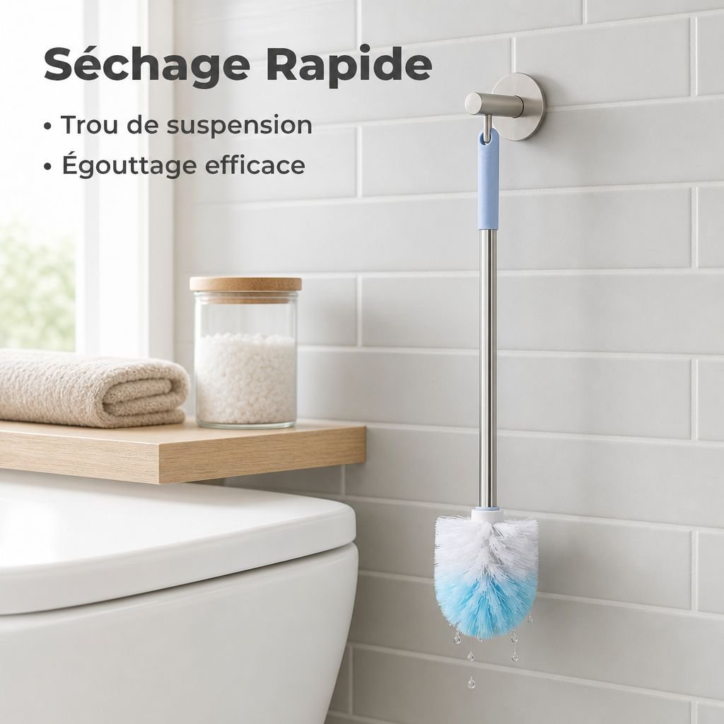 Brosse de toilette à manche long en acier inoxydable