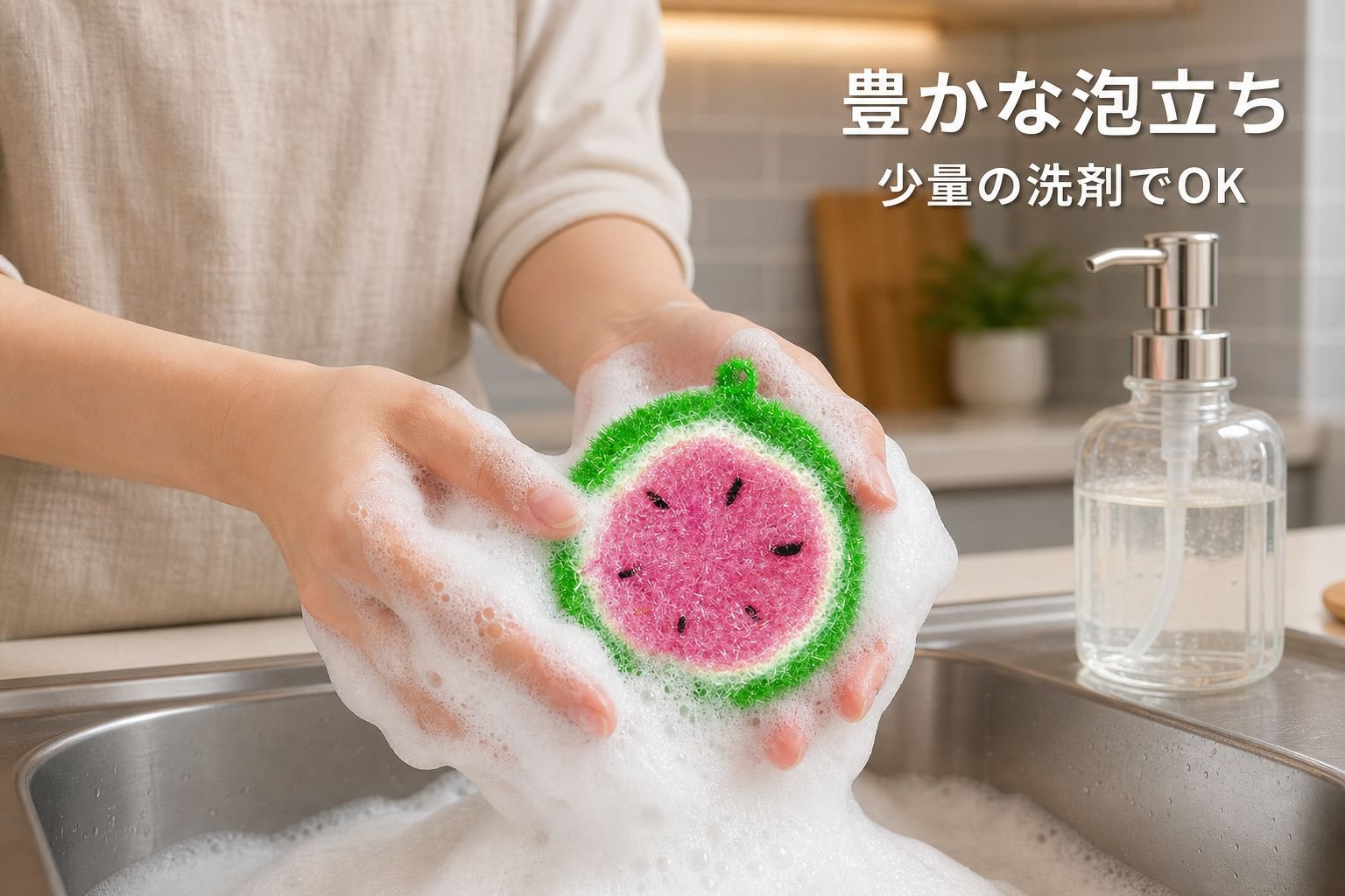 スイカ型食器用ブラシ