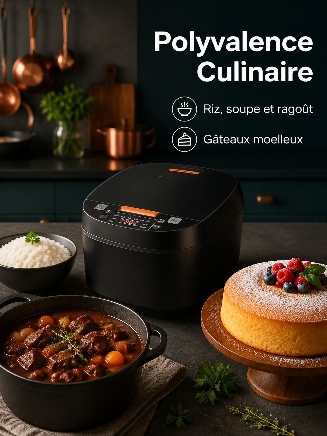 Cuiseur à riz multifonction grande capacité 5L, pour 4-5 personnes, bol intérieur épais