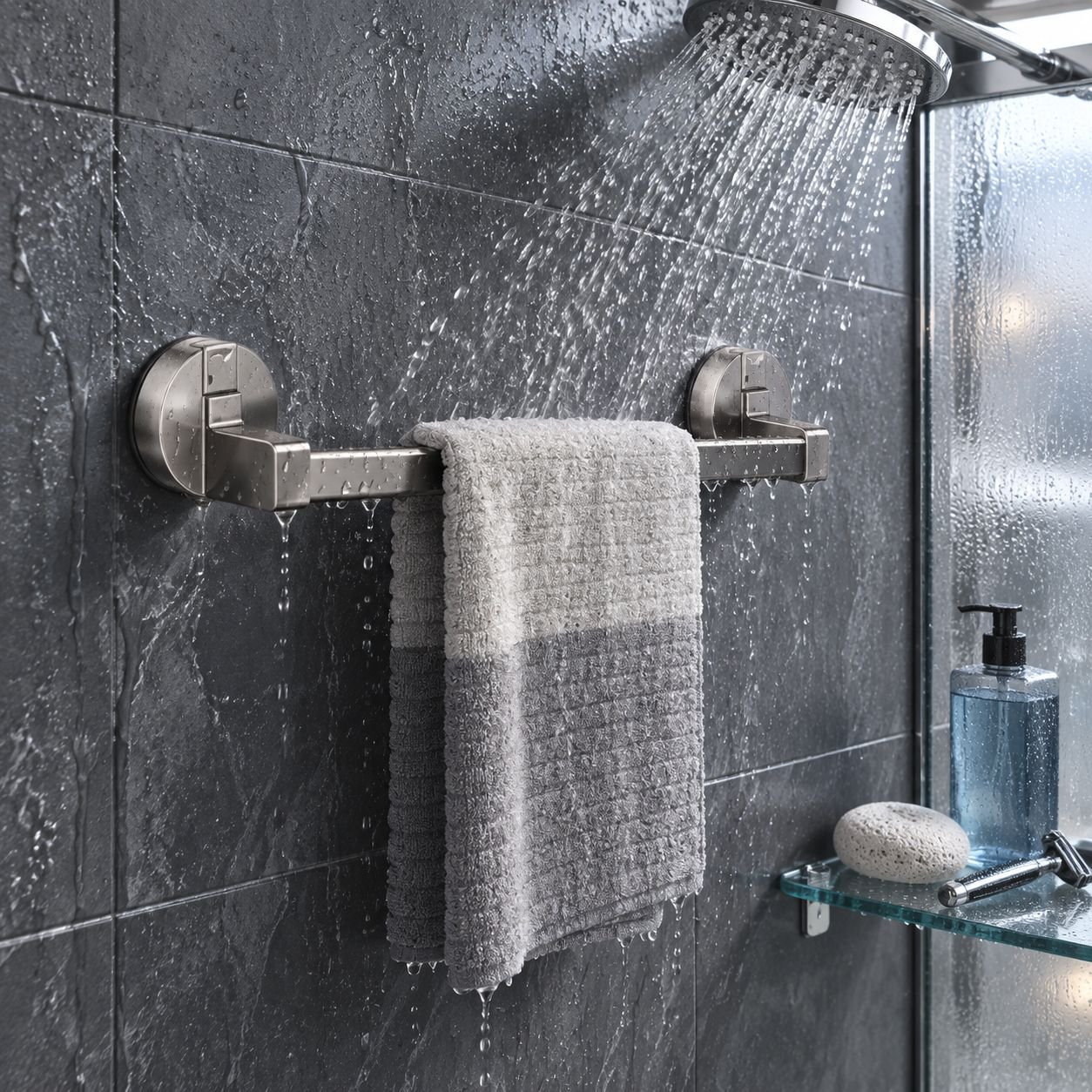 No-Drill Moisture-Proof Suction Cup Towel Rack, Strong Load-Bearing for Home Use