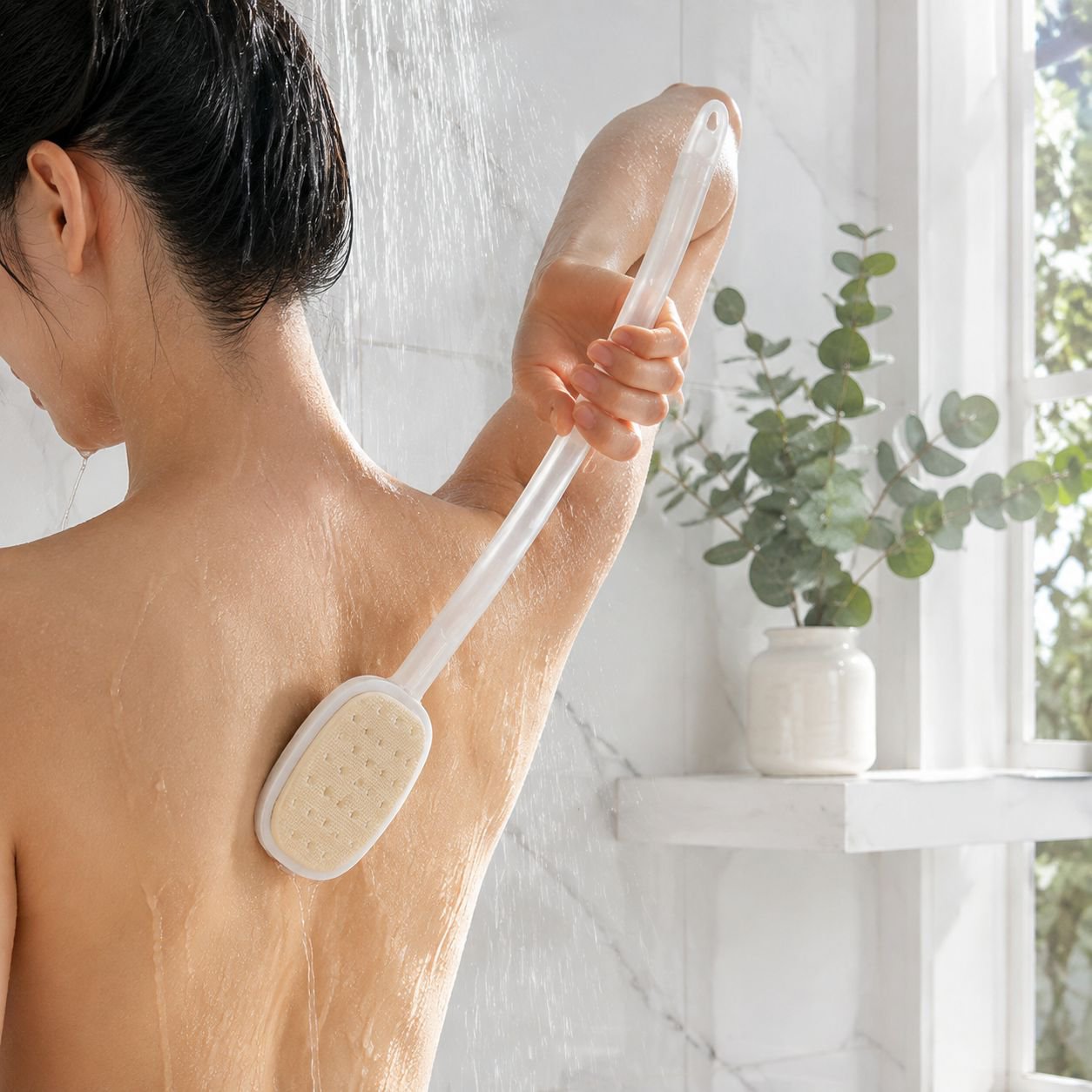 Silicone bath brush providing deep cleaning and massage
