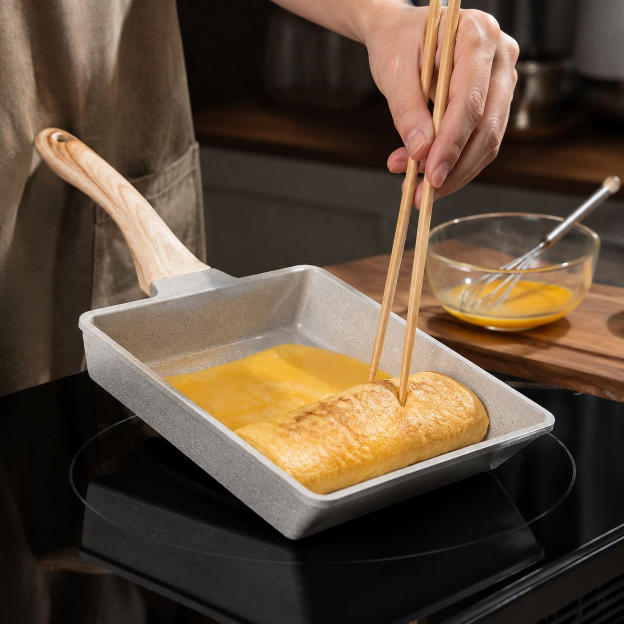 Breakfast Steak Square Egg Roll Frying Pan NonStick Skillet made of Maifanshi for Tamagoyaki