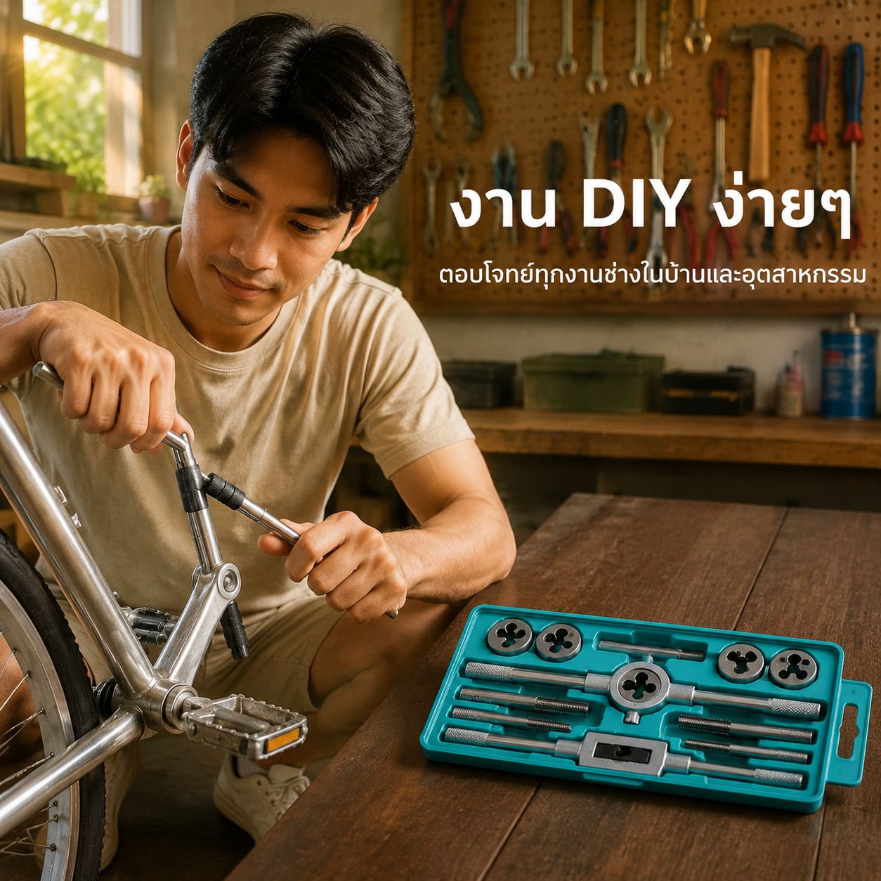 ดอกต๊าป ดาย ประแจ และเครื่องมือช่างแบบต่างๆ หลายขนาด