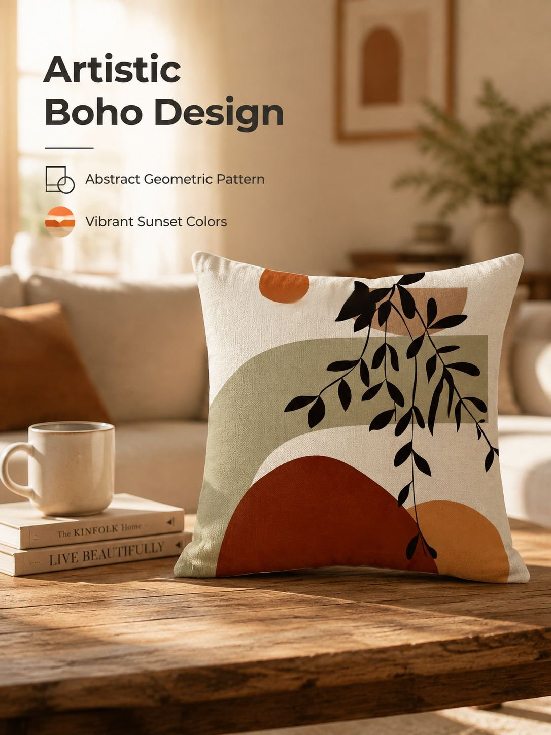 Olive leaf sunset linen pillowcase
