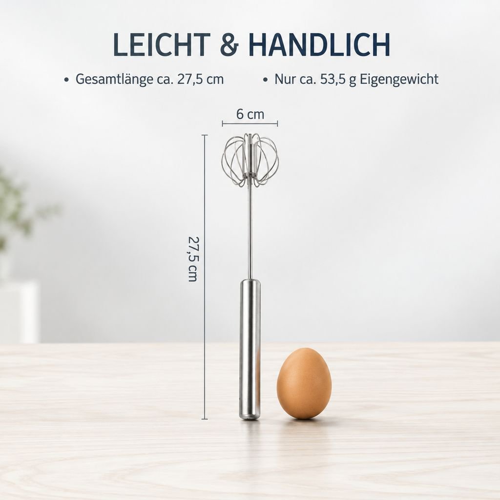 Halbautomatischer Schneebesen Edelstahl Manueller Ei-Rührer Hand-Backwerkzeug