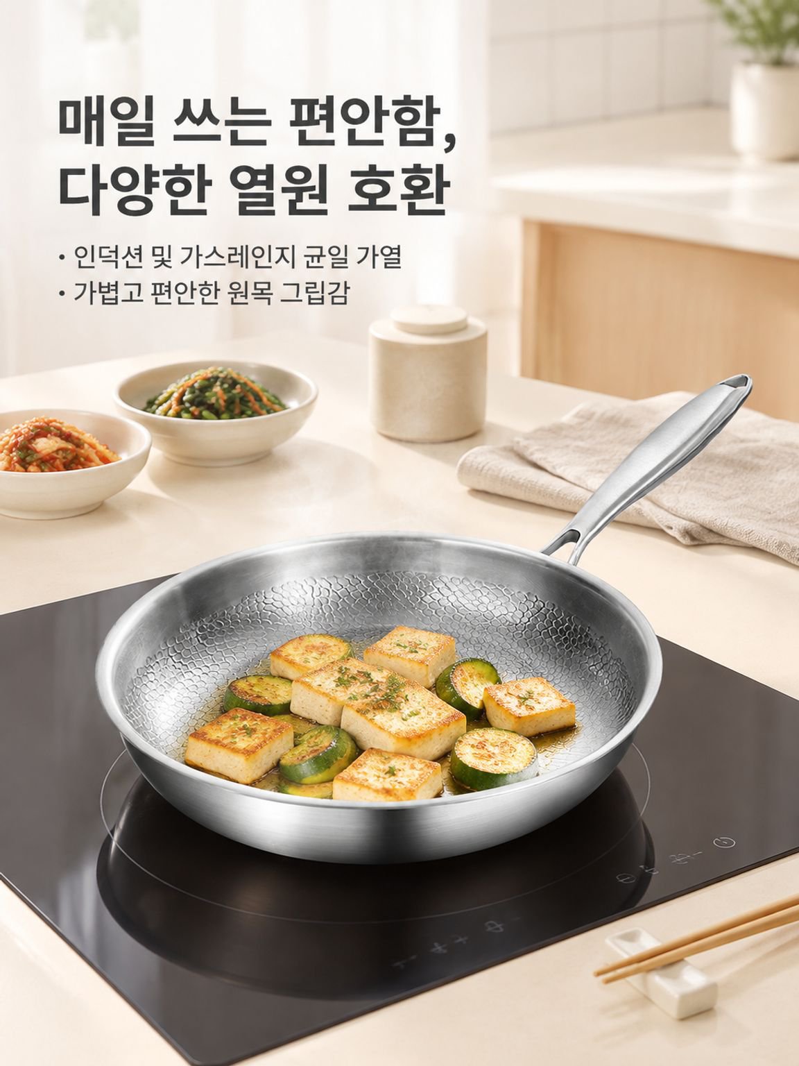 코팅되지 않은 평평한 바닥의 붙지 않는 프라이팬