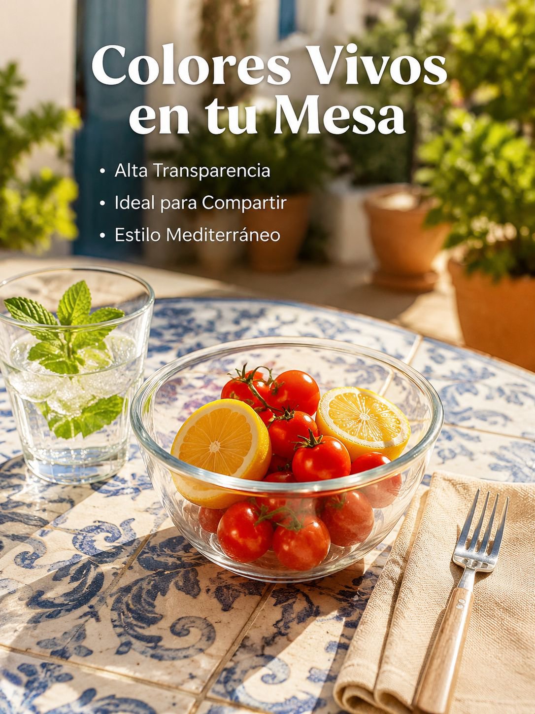 Ensaladera de vidrio transparente