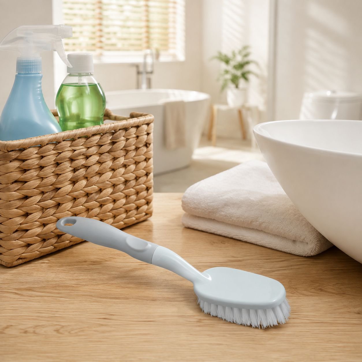 Heavy-duty bathroom cleaning brush for grout