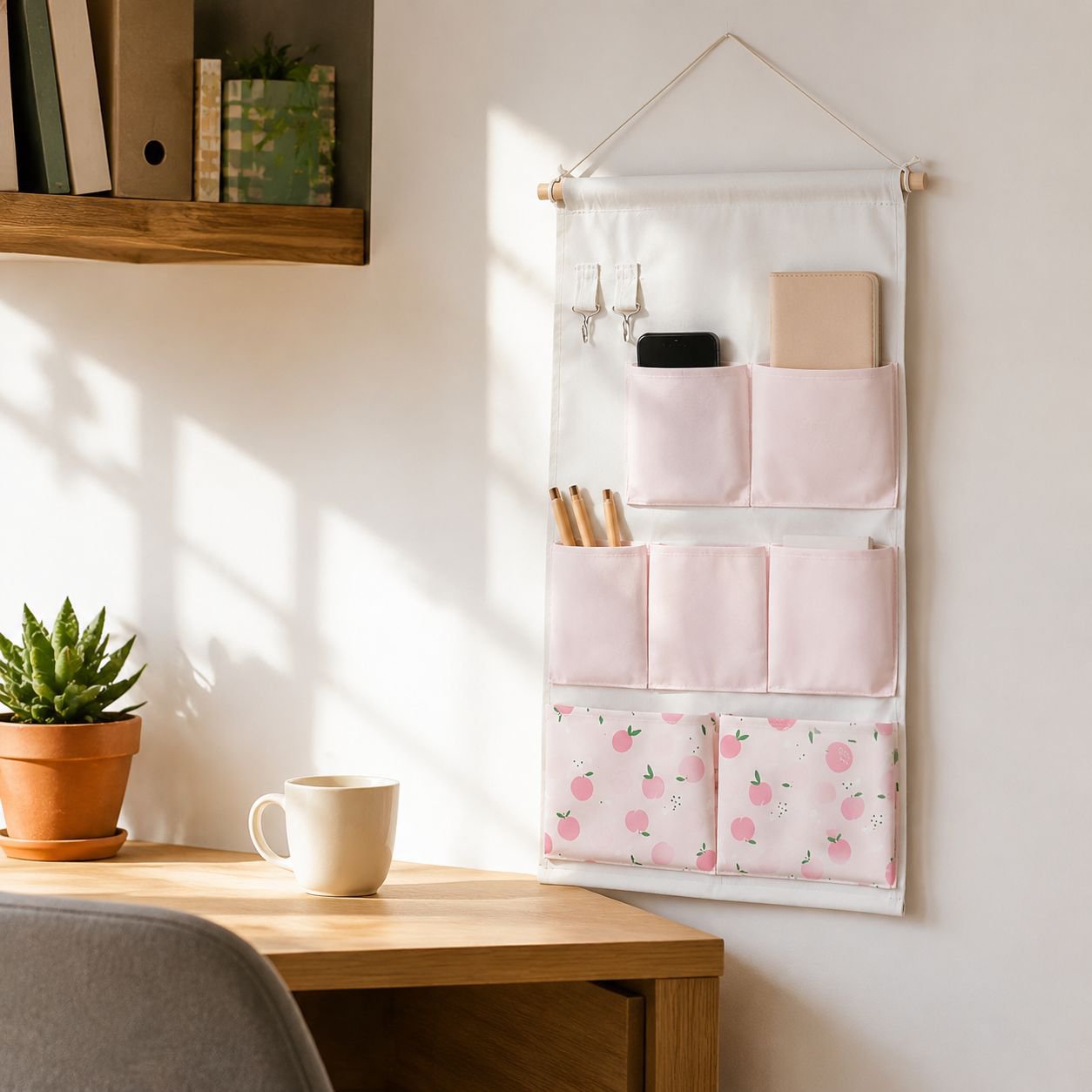Multi-functional Fabric Storage Bag Wall Door Hanging Mobile Phone Pocket