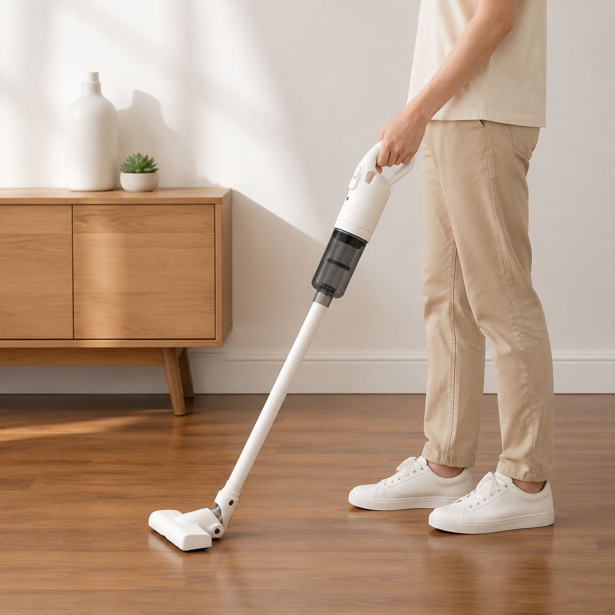 Rechargeable battery vacuum cleaner with charging cable