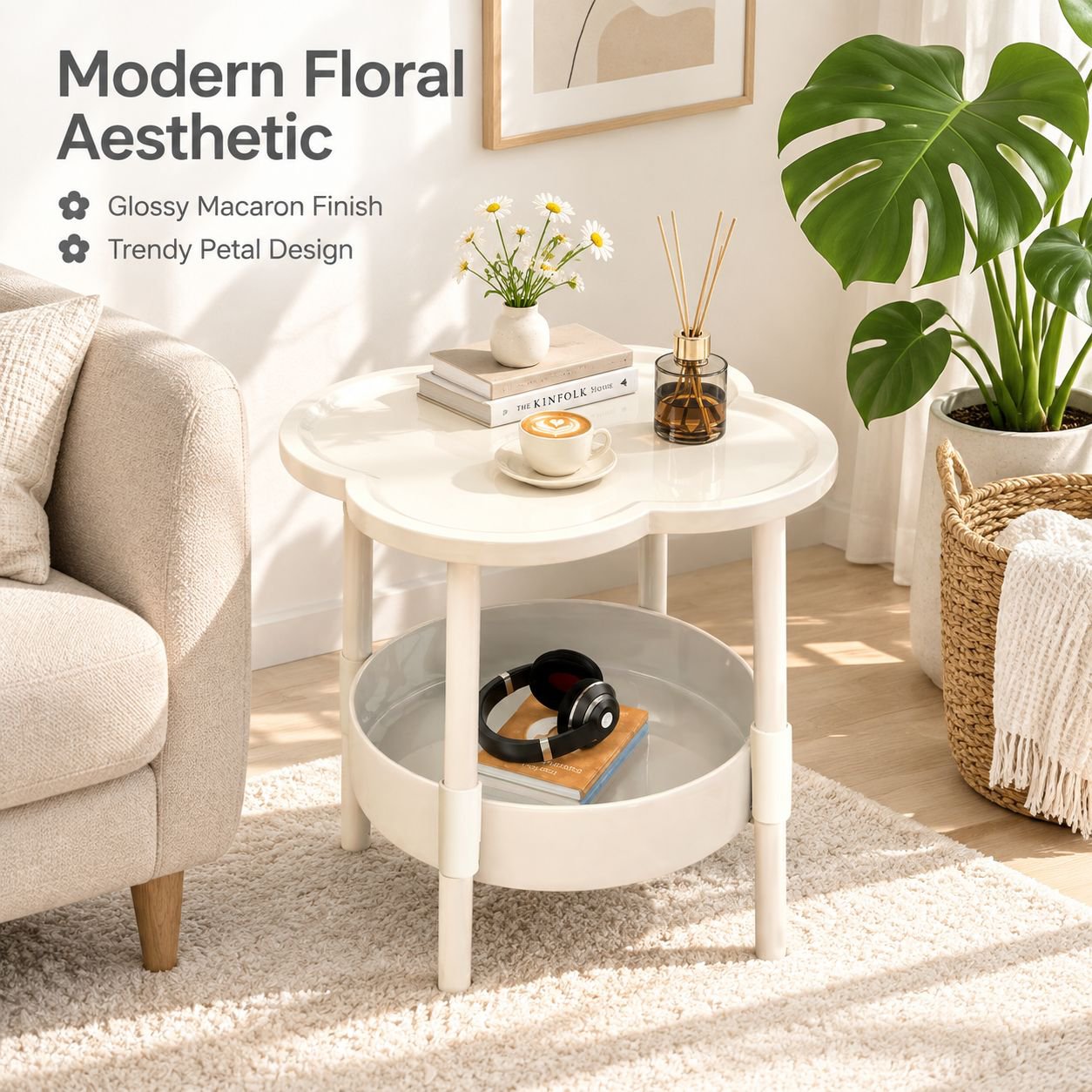 Cozy Floral Modern Minimalist Coffee Table