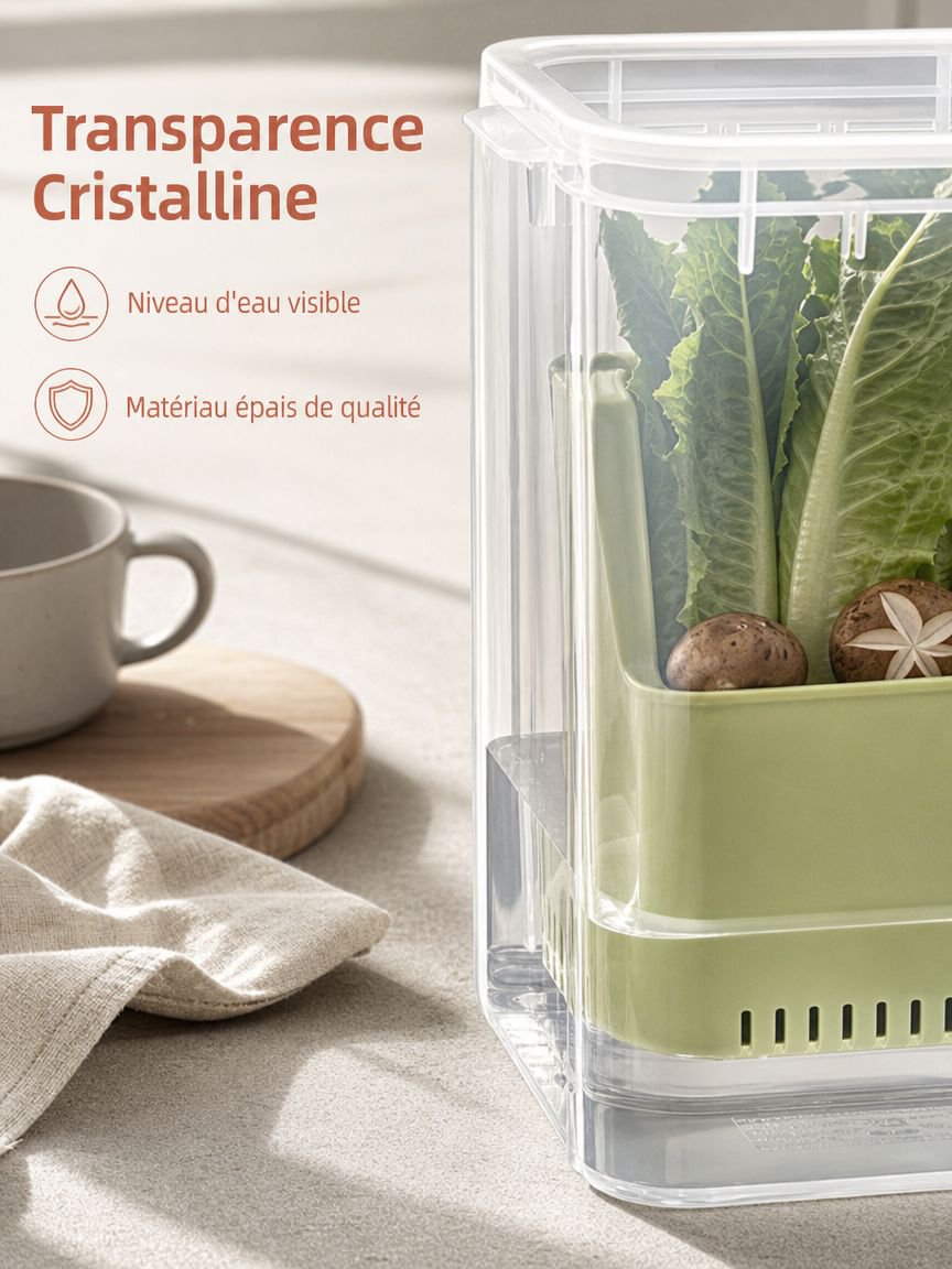 Boîte multifonctionnelle de conservation des légumes ouverte avec des légumes frais