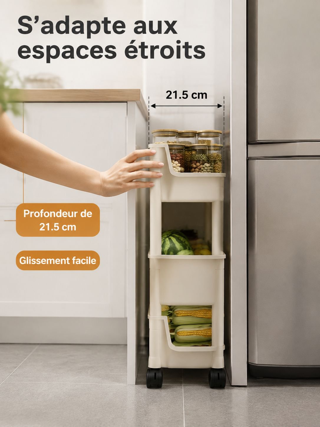Facilité de mouvement de la desserte grâce à ses roulettes