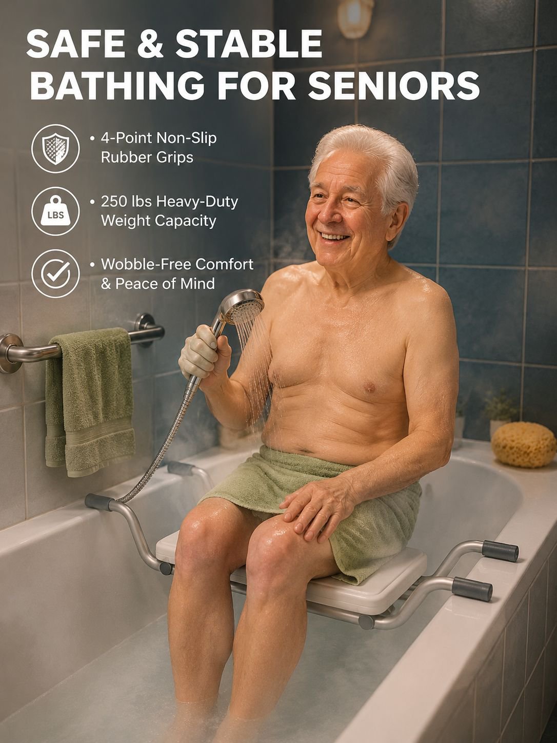 Comfortable non-slip shower chair for family use