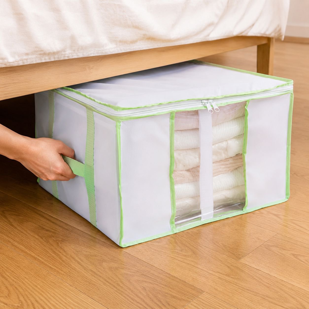 Caja de almacenamiento bajo la cama, compresión al vacío, tela Oxford, antipolvo