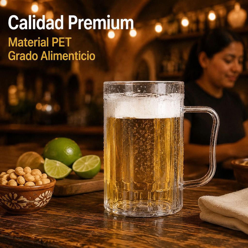 Jarra de Cerveza Acrílica Plástico PET 500ml con Asa para KTV Bar