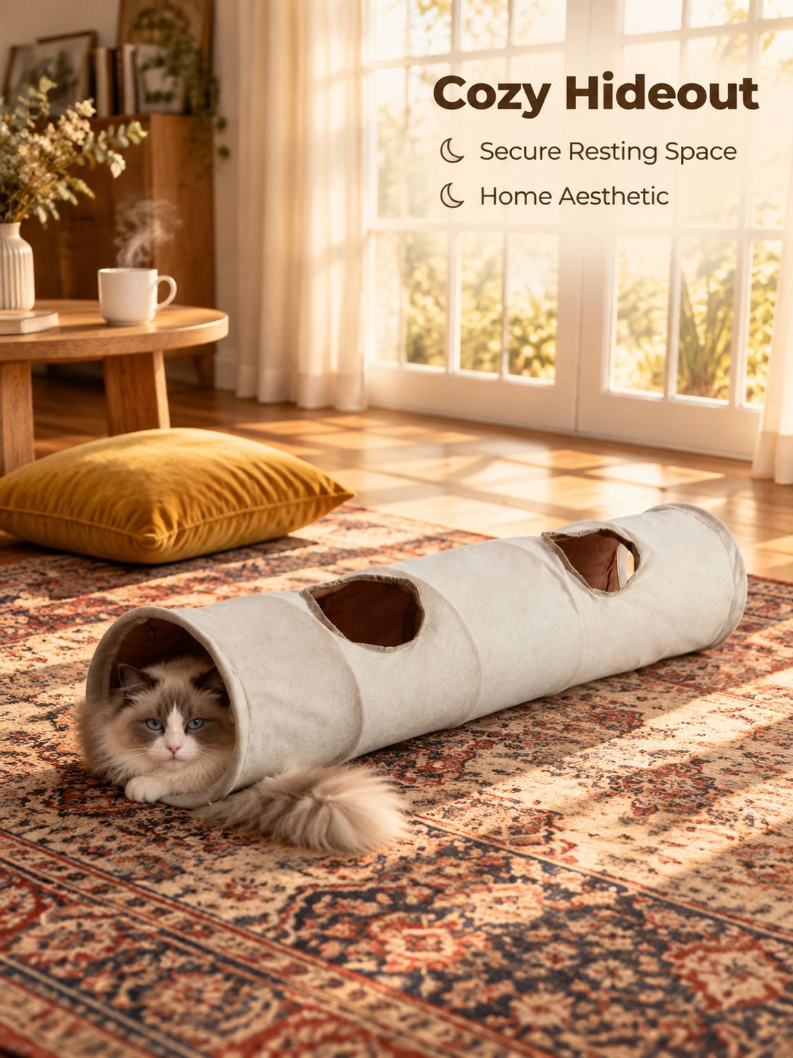Cats hide in sniffing tunnels