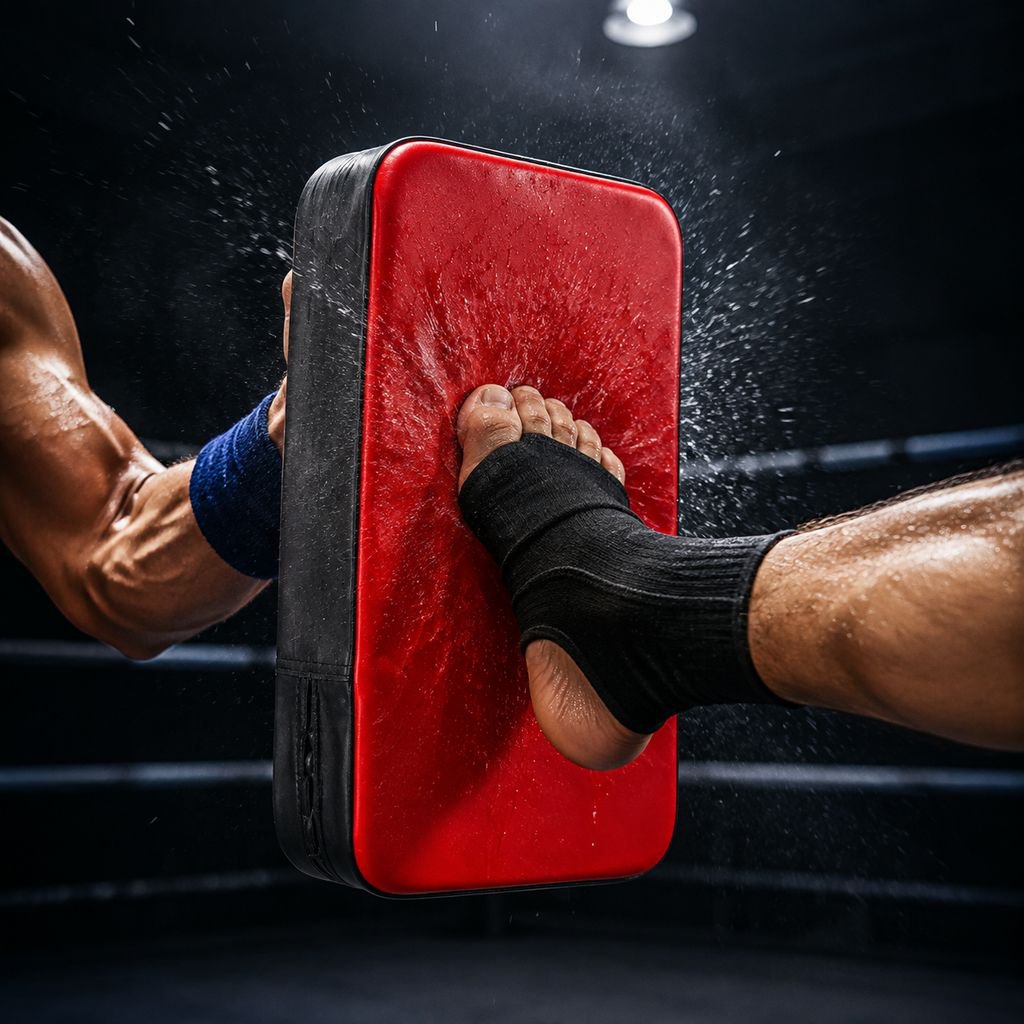 Close-up of boxing target pad for martial arts training