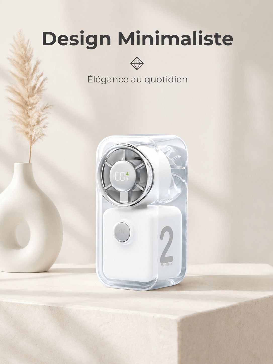 Ventilateur de poche mini , rechargeable, portable pour la maison et le bureau, 100 vitesses