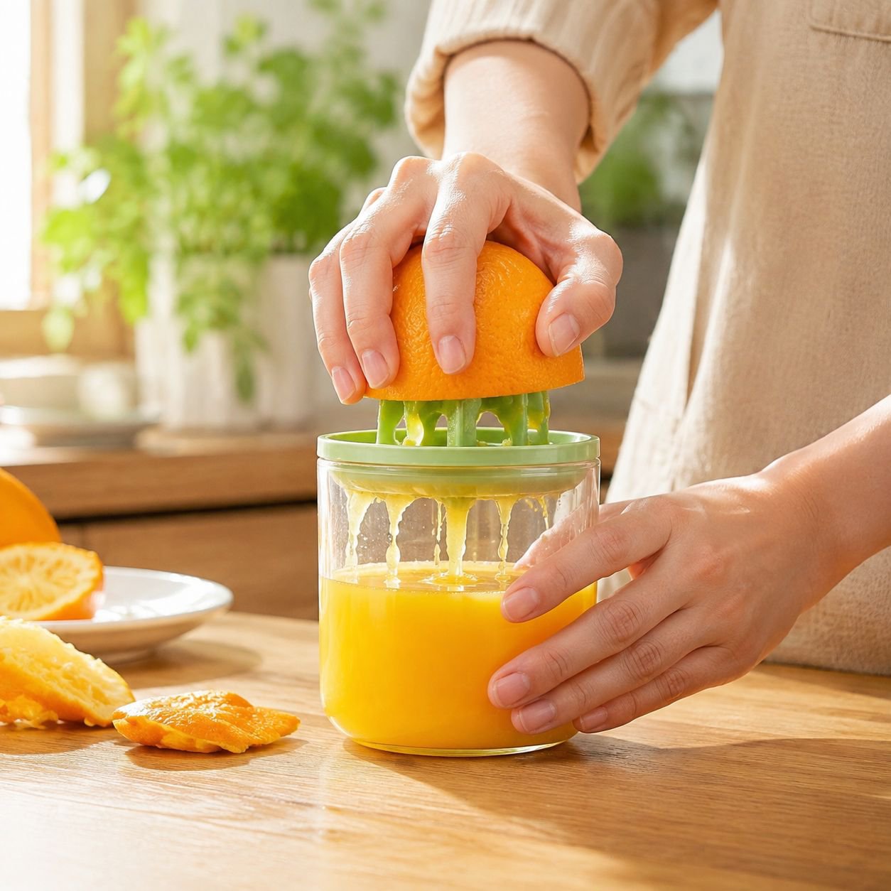 Portable Manual Glass Juice Cup