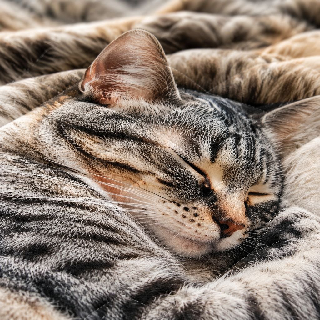 アウトドアで使う薄手猫柄ブランケット