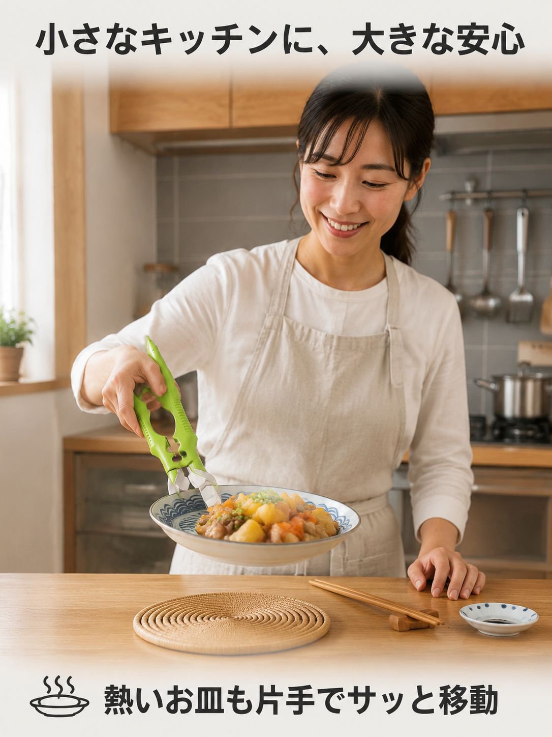 三合一耐熱ボウルクリップ シリコン製キッチン取皿ハンドル