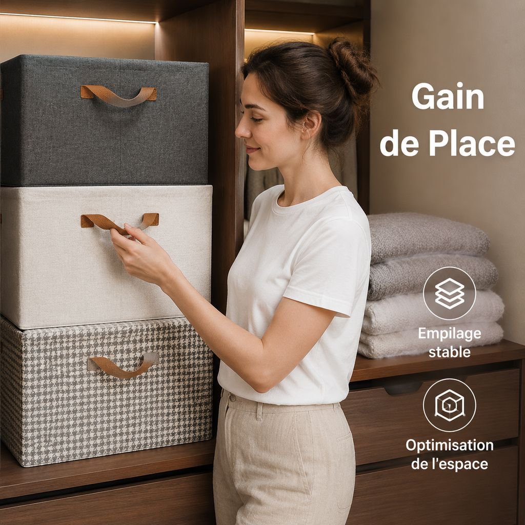 Boîte de rangement à tiroirs avec poignées