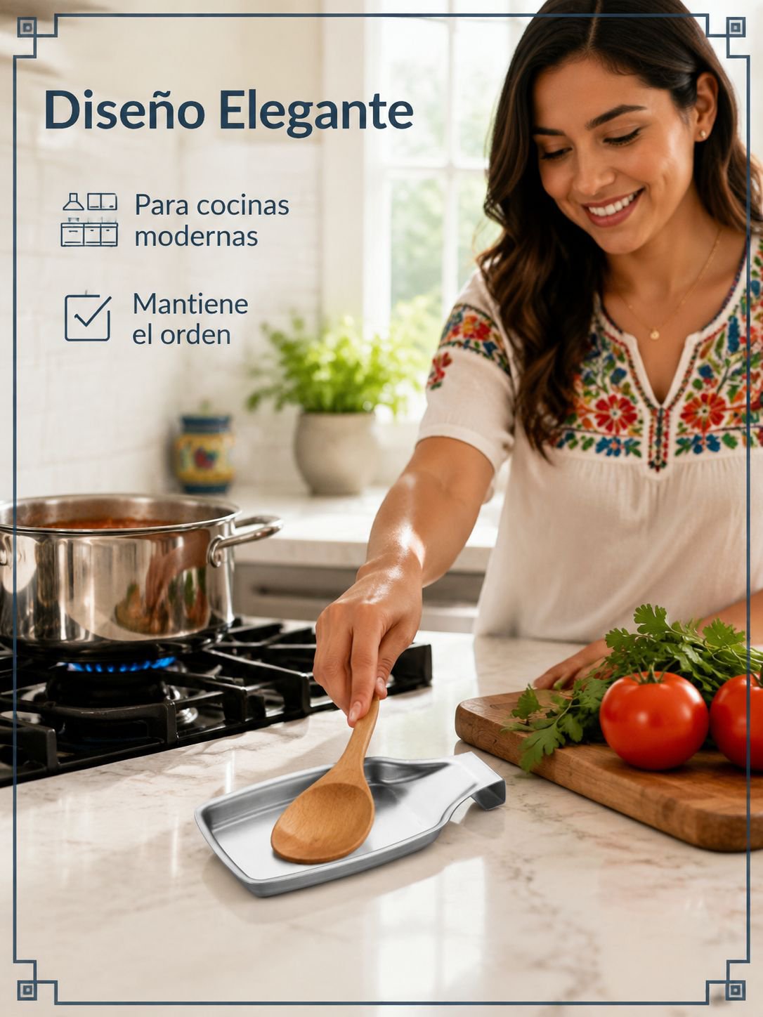 Soporte para cucharas de cocina de acero inoxidable 304, bandeja multifuncional