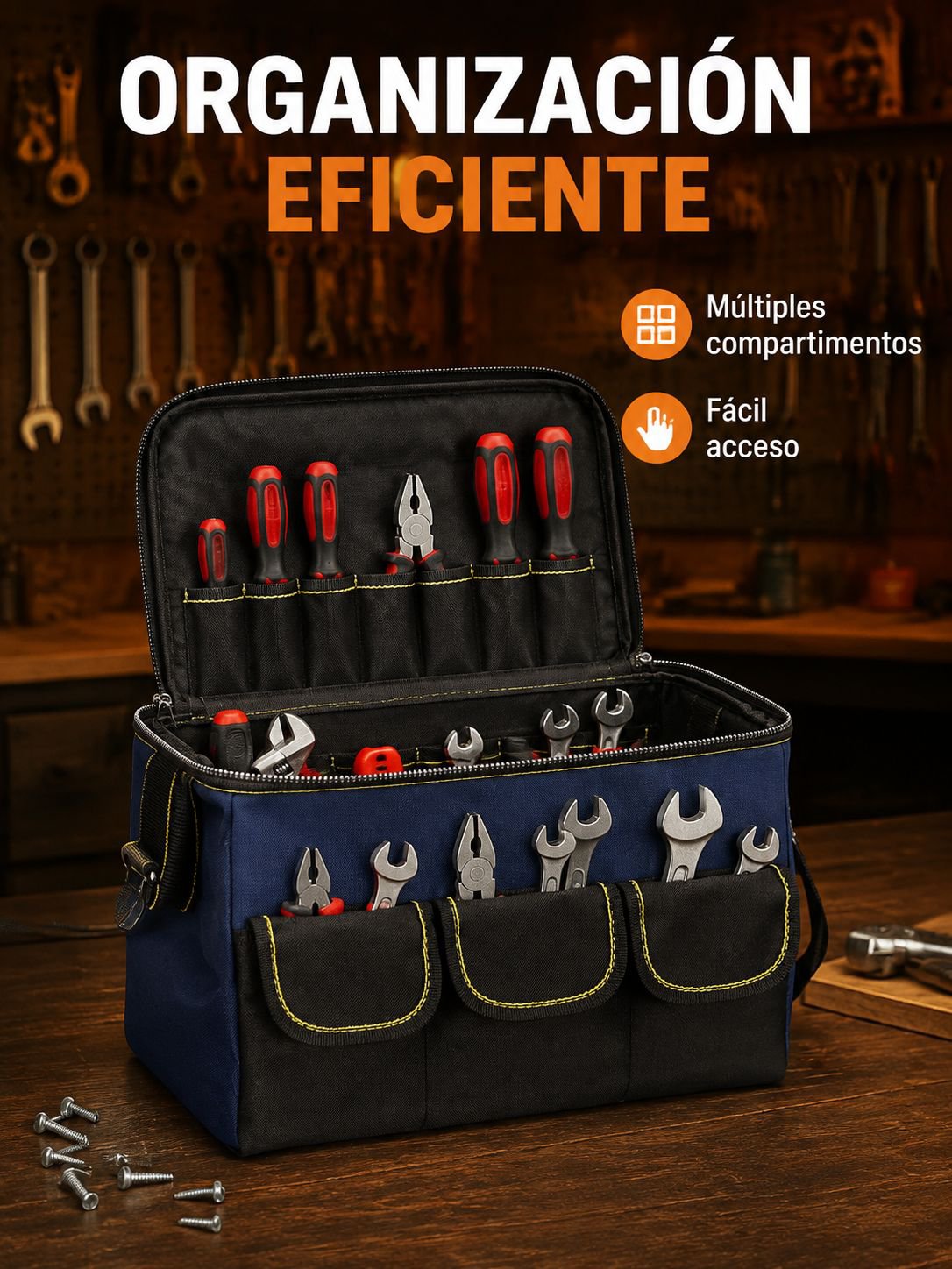 Bolsa de herramientas profesional portátil, tela Oxford reforzada, caja organizadora de hardware