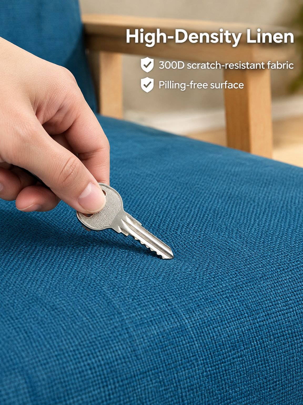 Modern fabric accent chair with a clean minimalist silhouette