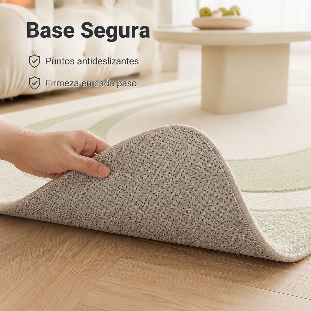 Alfombra de cachemira sencilla color crema para sala de estar/dormitorio, antideslizante y resistent