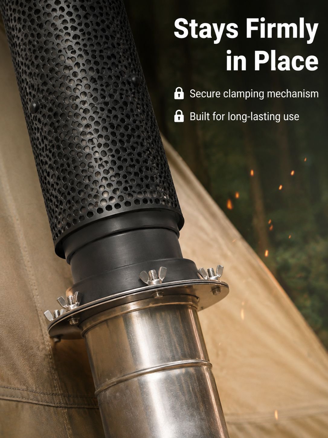 Close-Up of Tent Chimney Heat Shield Material