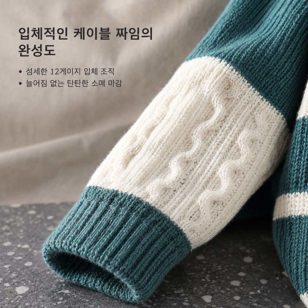 남성 겨울 하프넥 반폴라 배색 니트 스웨터 루즈핏 이너웨어
