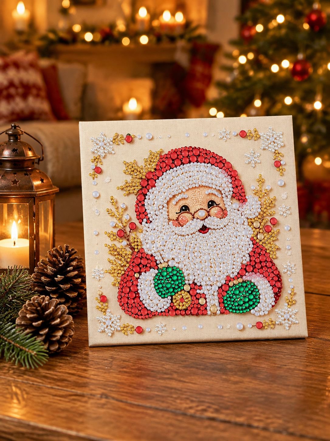 Neues 20x20 Weihnachtsperlen-Malset zum Selbermachen: Dekoratives Malen mit Weihnachtsmannmotiv