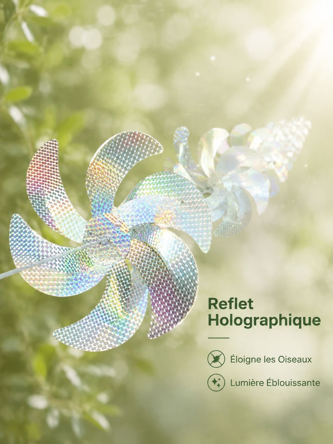 Guirlande de moulins à vent anti-oiseaux, réfléchissants, décoration extérieure