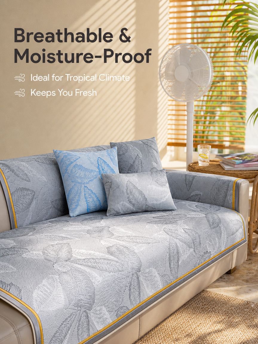 Summer Ice Silk Leather Sofa Non-slip Cool Cushion Cover