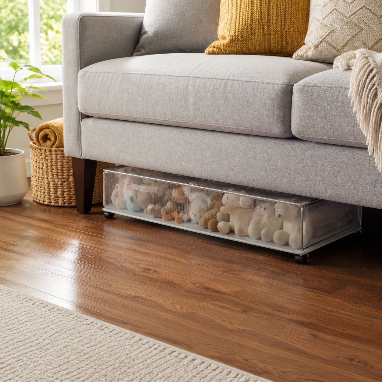 Flat large storage box for shoes and linens