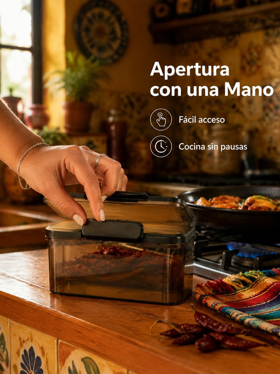 Recipiente sellado para arroz apto para uso alimentario