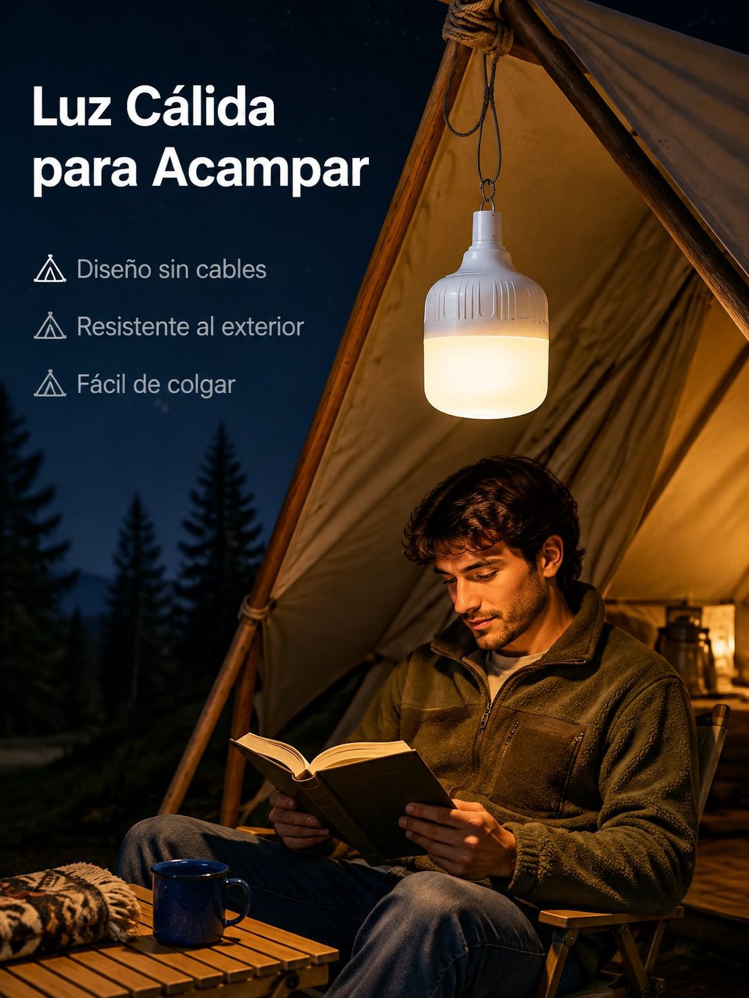Luz colgante LED portátil para exteriores